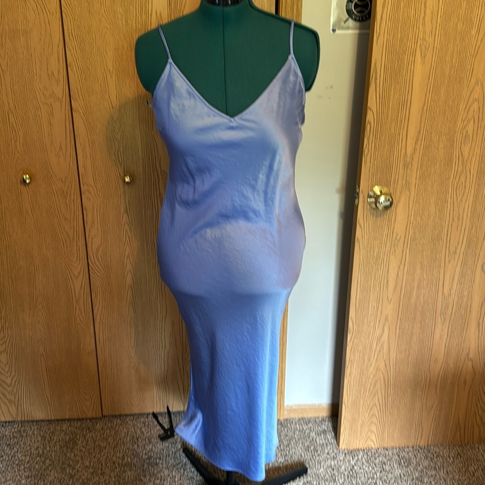 Sky blue satin dress